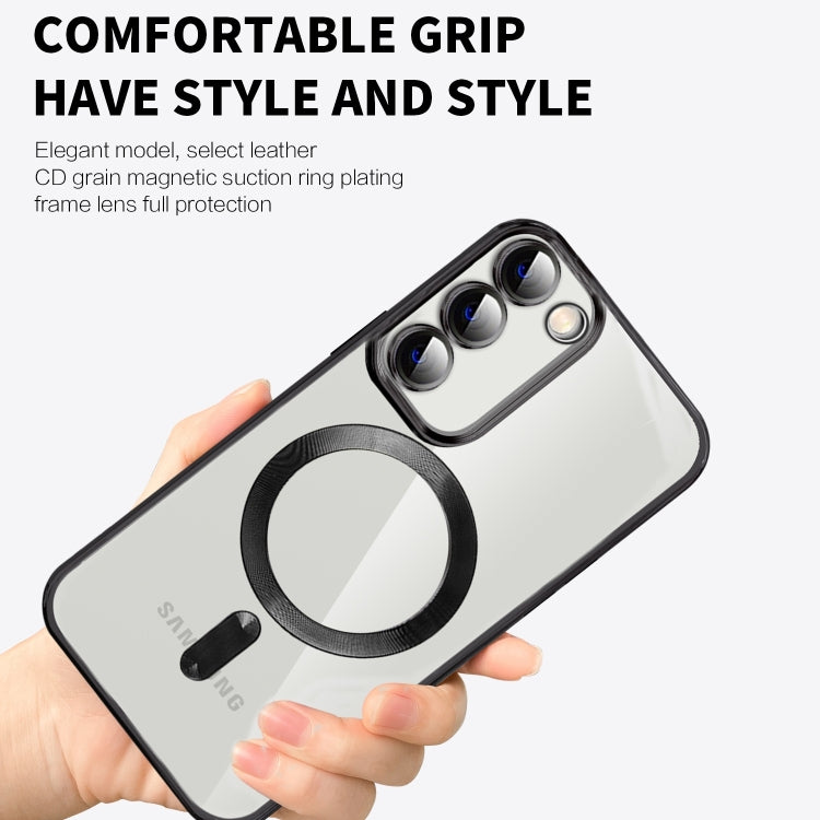 For Samsung Galaxy S20 Ultra CD Texture Plating TPU MagSafe Phone Case with Lens Film(Royal Blue)