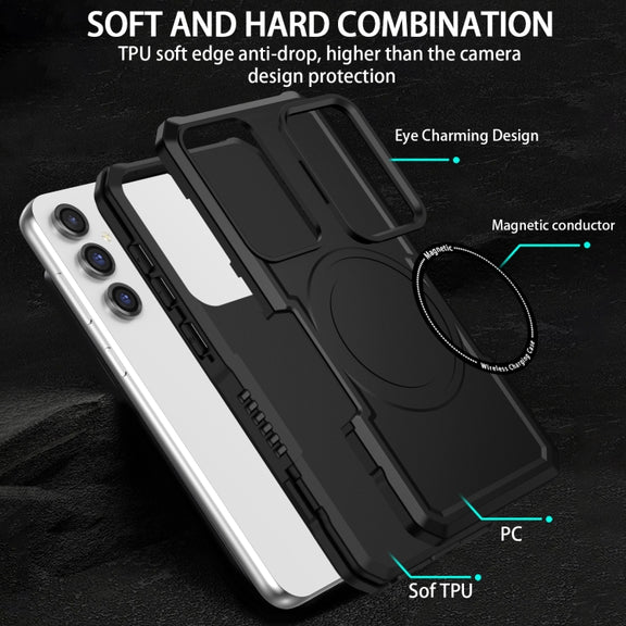 For Samsung Galaxy S23 FE MagSafe Shockproof Armor Phone Case(Black)