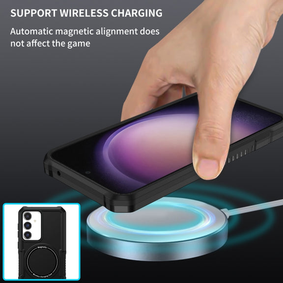 For Samsung Galaxy S23 FE MagSafe Shockproof Armor Phone Case(Black)
