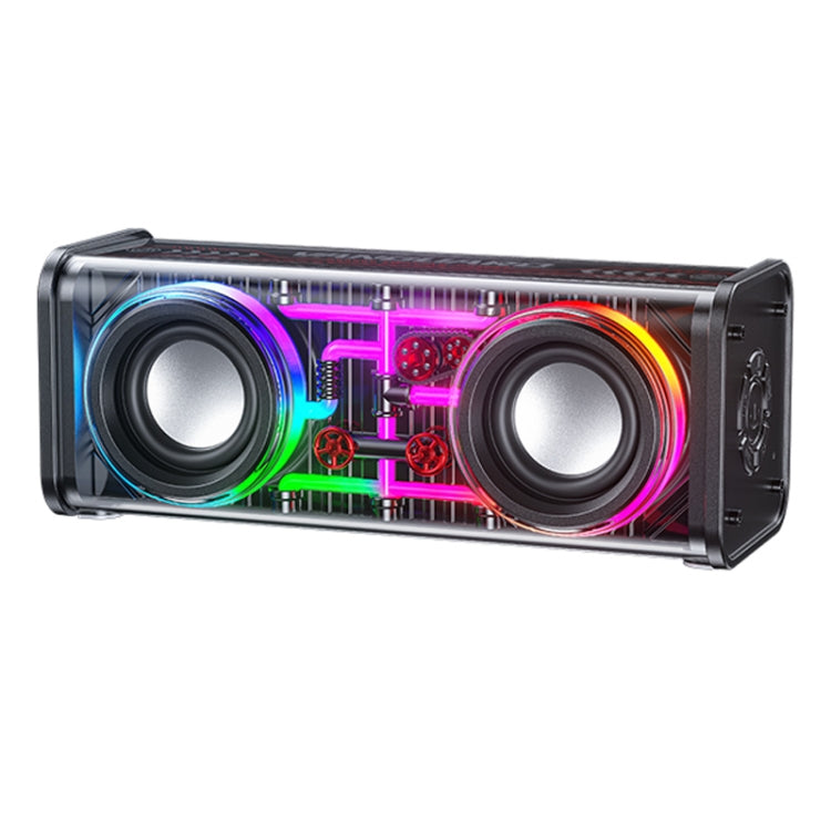 WK D45 10W Dual Speaker Transparent Mecha Bluetooth Speaker(Black)