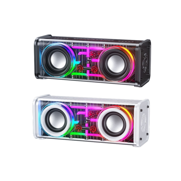 WK D45 10W Dual Speaker Transparent Mecha Bluetooth Speaker(Black)