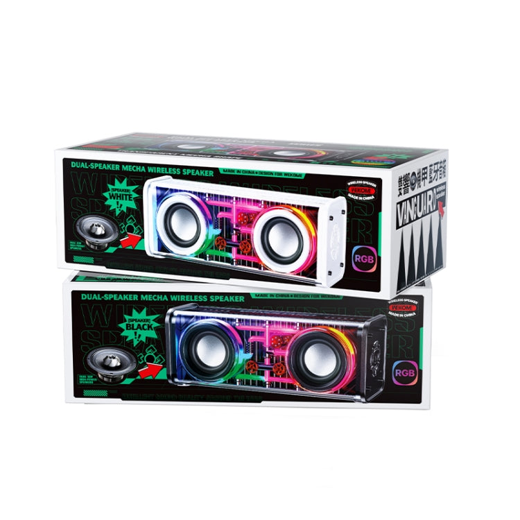 WK D45 10W Dual Speaker Transparent Mecha Bluetooth Speaker(Black)