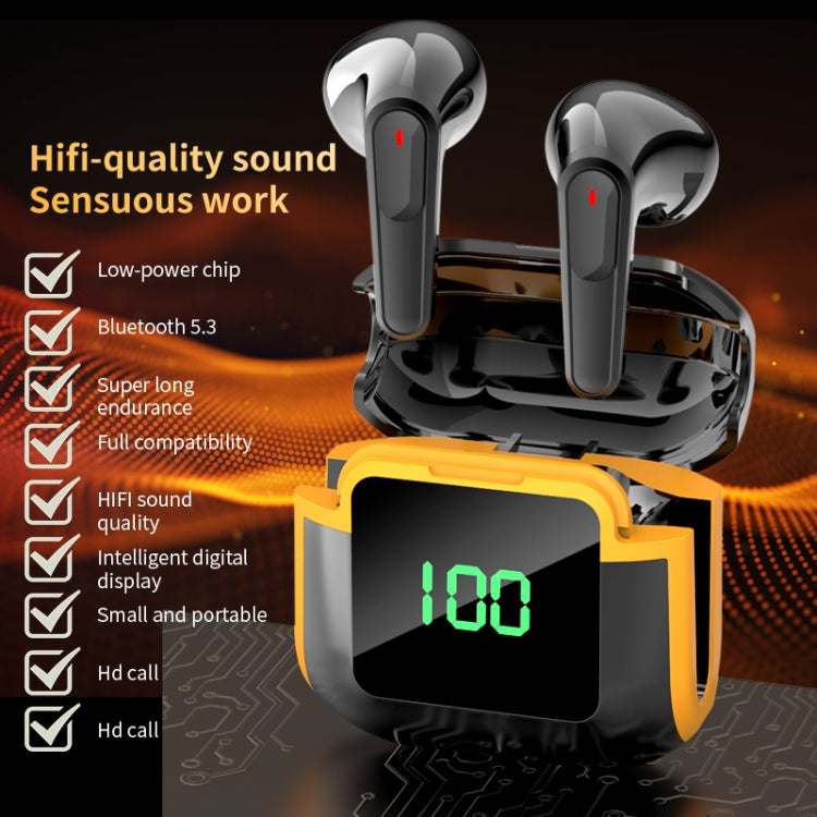 Pro 90 HIFI Level Intelligent Digital Display V5.3 Bluetooth Earphones(Black)