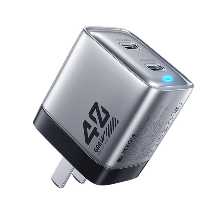 WK WP-U02 40W Dual USB-C / Type-C Interface Gallium Nitride Fast Charger(Silver)