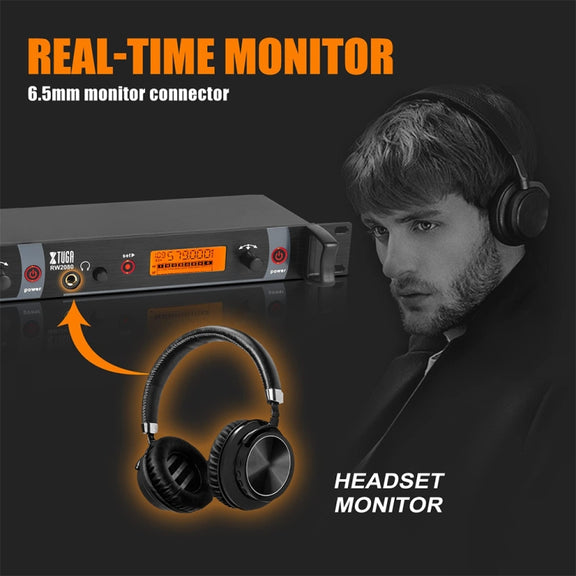 XTUGA RW2080 UHF Wireless Stage Singer In-Ear Monitor System 10 BodyPacks(UK Plug)