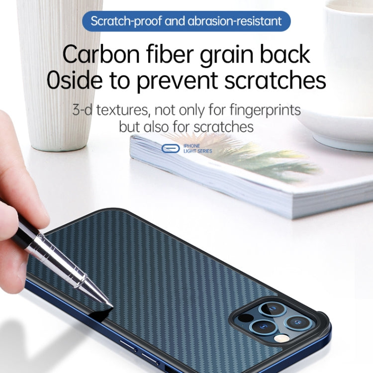 For iPhone 13 Pro Max SULADA Luxury 3D Carbon Fiber Textured Metal + TPU Frame Phone Case(Silver)