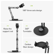 R-JUST HZ42 Clip Type Disc Rotating Phone Desktop Stand(Black)