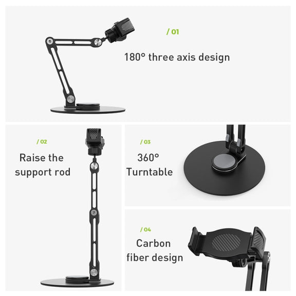 R-JUST HZ42 Clip Type Disc Rotating Phone Desktop Stand(Black)