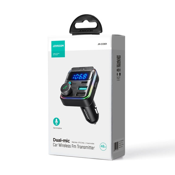 JOYROOM JR-CCB01 48W Dual-Mic Car Wireless FM Transmitter(Black)