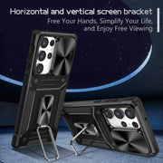 For Samsung Galaxy S23 Ultra 5G Camshield Robot TPU Hybrid PC Phone Case(Black)