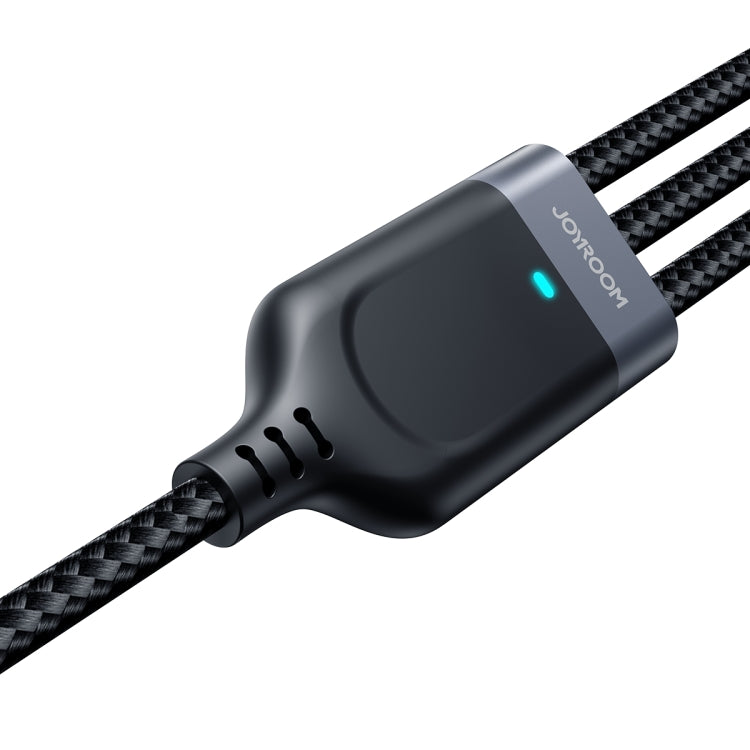 JOYROOM A18 3.5A USB to 8 Pin+USB-C/Type-C+Micro USB 3 in 1 Data Cable, Length:0.3m(Black)