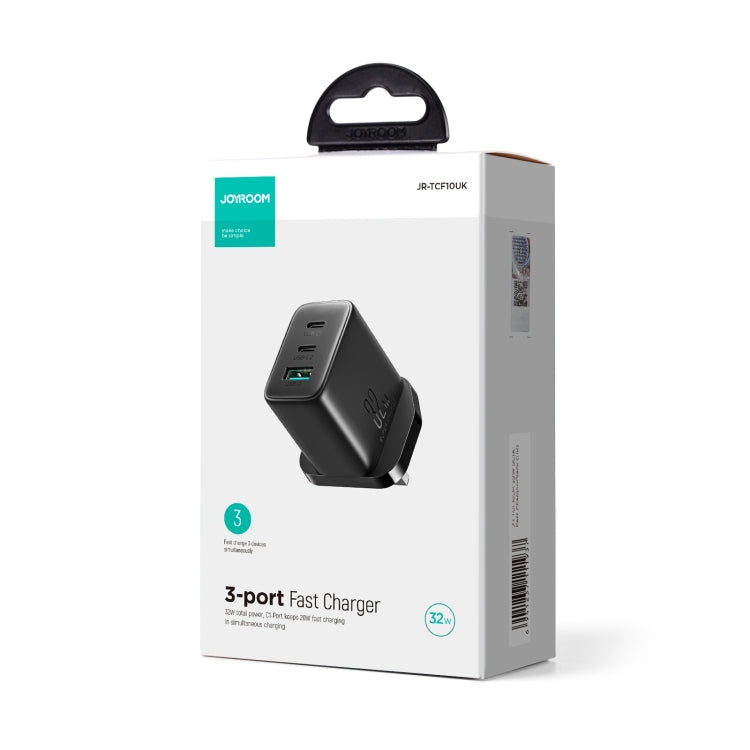 JOYRO0M JR-TCF10 32W Dual USB-C/Type-C+USB Fast Charger, Plug:UK Plug(Black)