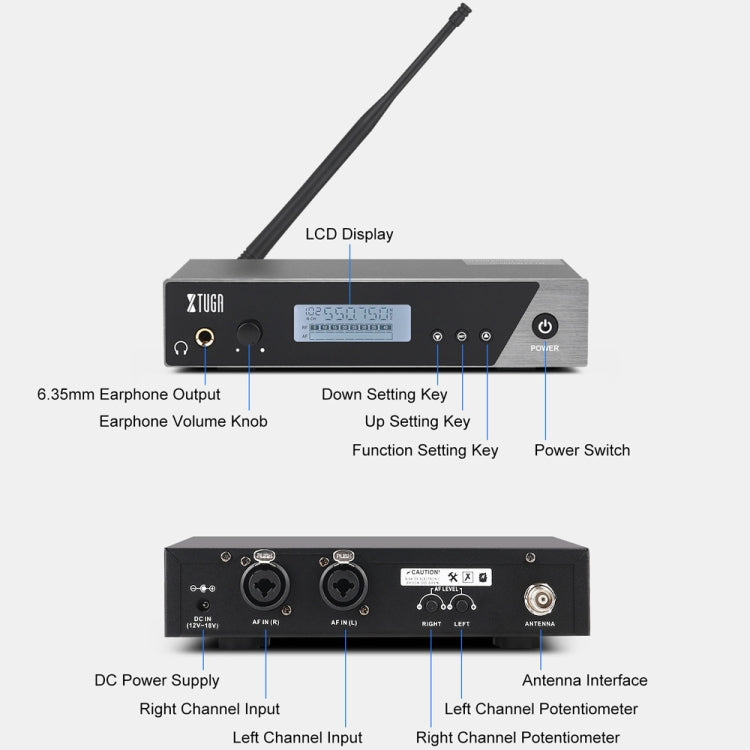 XTUGA  IEM1100 Professional Wireless In Ear Monitor System 1 BodyPacks(UK Plug)
