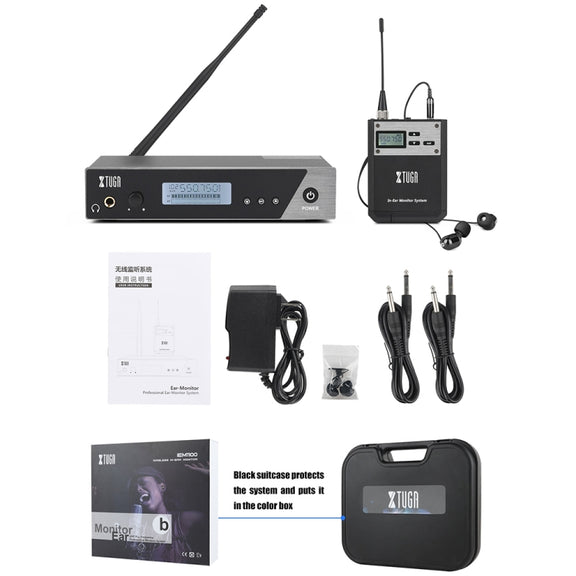 XTUGA  IEM1100 Professional Wireless In Ear Monitor System 1 BodyPacks(UK Plug)