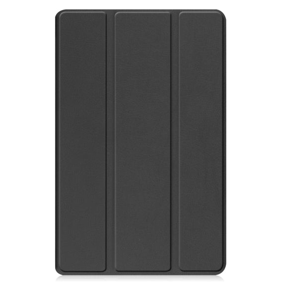 For Samsung Galaxy Tab A9 Custer Pure Color 3-Fold Holder Leather Tablet Case(Black)