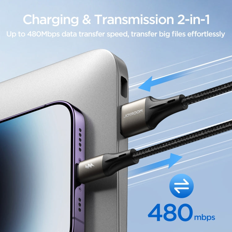 JOYROOM SA25-AC3 3A USB to USB-C/Type-C Fast Charge Data Cable, Length:1.2m(Black)