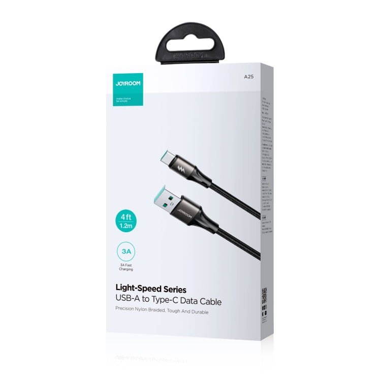 JOYROOM SA25-AC3 3A USB to USB-C/Type-C Fast Charge Data Cable, Length:1.2m(Black)