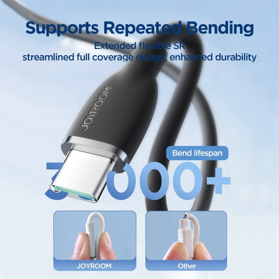 JOYROOM SA29-AC3 3A USB to USB-C/Type-C Liquid Silicone Fast Charging Data Cable, Length: 1.2m(Black)