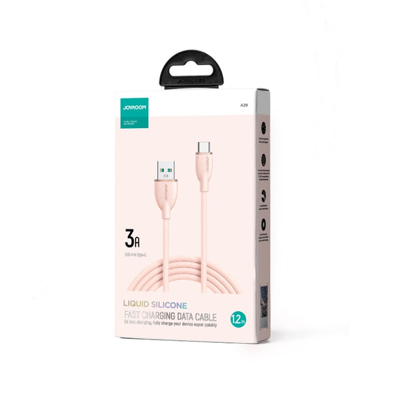 JOYROOM SA29-AC3 3A USB to USB-C/Type-C Liquid Silicone Fast Charging Data Cable, Length: 1.2m(Pink)