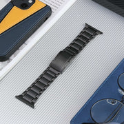 For Apple Watch Series 9 45mm Five Beads Turtle Buckle Titanium Steel Watch Band(Black)