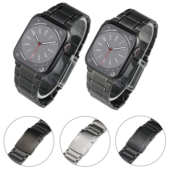For Apple Watch SE 2023 44mm Five Beads Turtle Buckle Titanium Steel Watch Band(Grey)