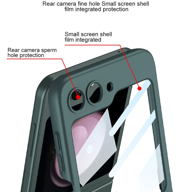 For Samsung Galaxy Z Flip5 GKK Ultra-thin PC Full Coverage Ring Holder Phone Case with Strap(Black)