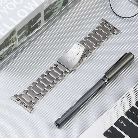 For Apple Watch Series 9 45mm Five Beads Titanium Steel Watch Band(Silver)