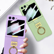 For Samsung Galaxy Z Flip5 GKK Ultra-thin Z Ring Holder PC Phone Case(Pink)