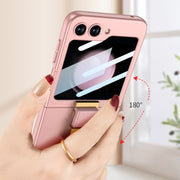 For Samsung Galaxy Z Flip5 GKK Ultra-thin Z Ring Holder PC Phone Case(Pink)