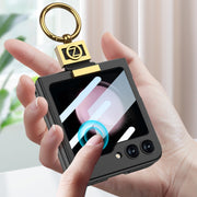 For Samsung Galaxy Z Flip5 GKK Ultra-thin Z Ring Holder PC Phone Case(Pink)
