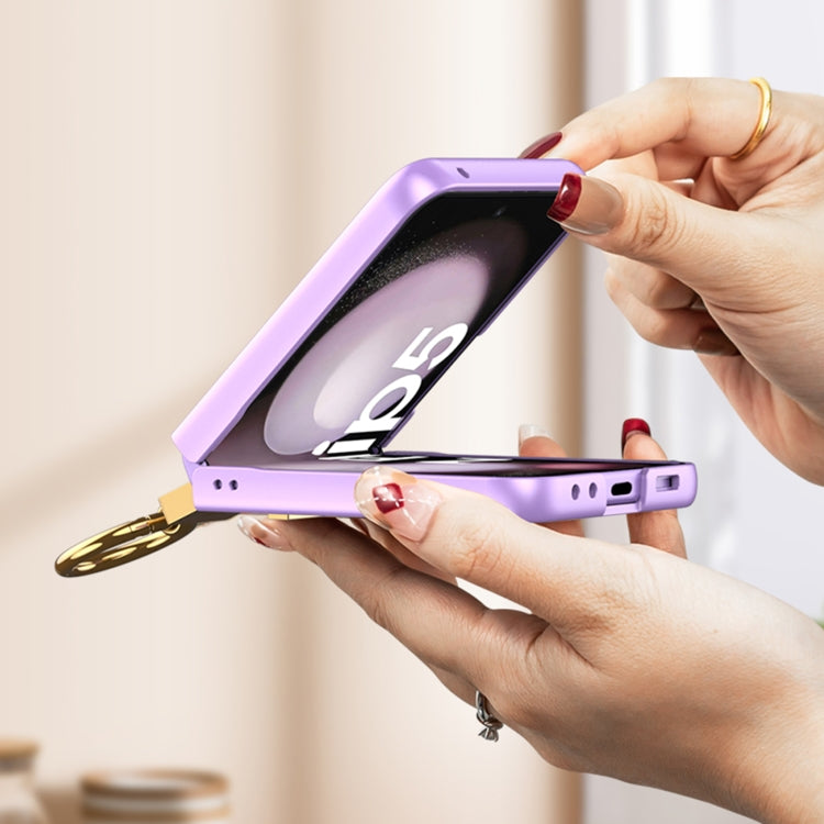 For Samsung Galaxy Z Flip5 GKK Ultra-thin Z Ring Holder PC Phone Case(Pink)
