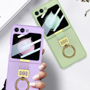 For Samsung Galaxy Z Flip5 GKK Ultra-thin Z Ring Holder Leather Phone Case(Black)
