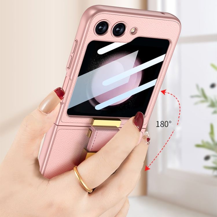 For Samsung Galaxy Z Flip5 GKK Ultra-thin Z Ring Holder Leather Phone Case(Black)