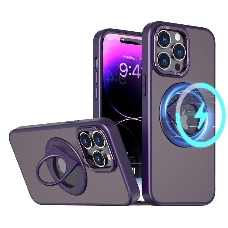 For iPhone 11 Rotating Ring Magnetic Holder Phone Case(Purple)