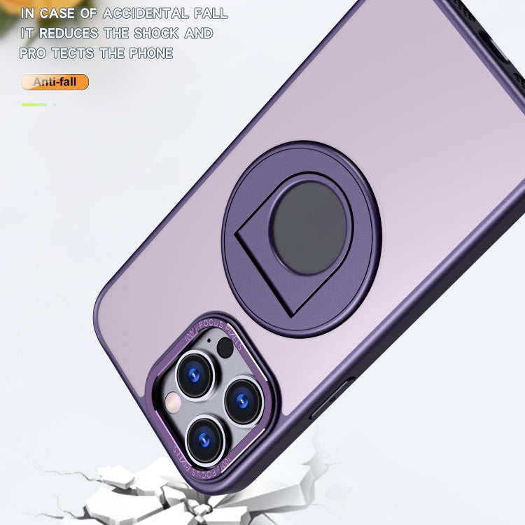 For iPhone 11 Rotating Ring Magnetic Holder Phone Case(Purple)