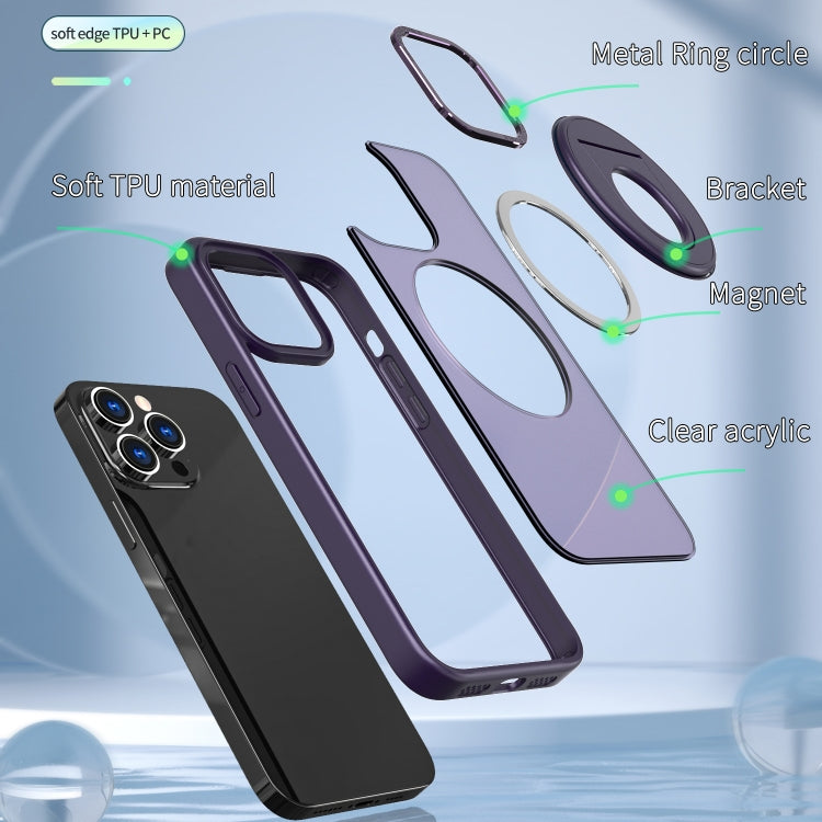 For iPhone 11 Rotating Ring Magnetic Holder Phone Case(Purple)