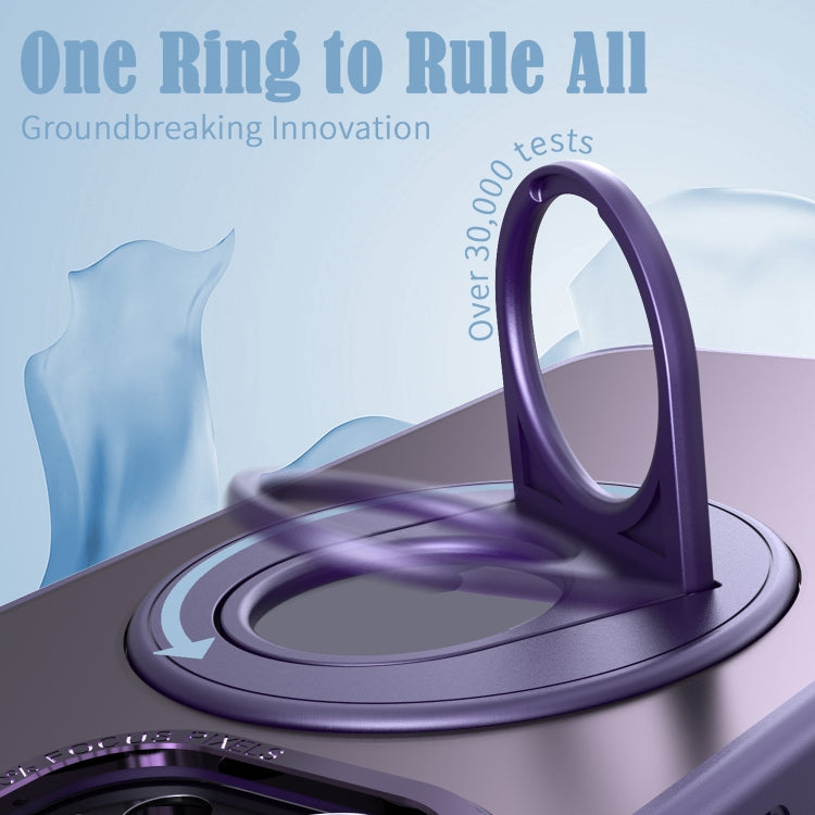 For iPhone 11 Rotating Ring Magnetic Holder Phone Case(Purple)
