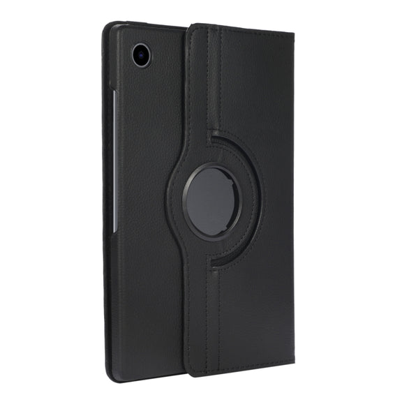 For Samsung Galaxy Tab A9 Litchi Texture 360 Degrees Rotation Holder Leather Tablet Case(Black)