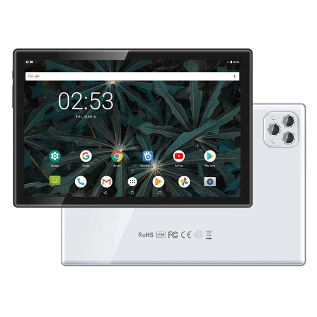 BDF P50 4G LTE Tablet PC 10.1 inch, 8GB+128GB, Android 11 MTK6755 Octa Core, Support Dual SIM, EU Plug(Silver)