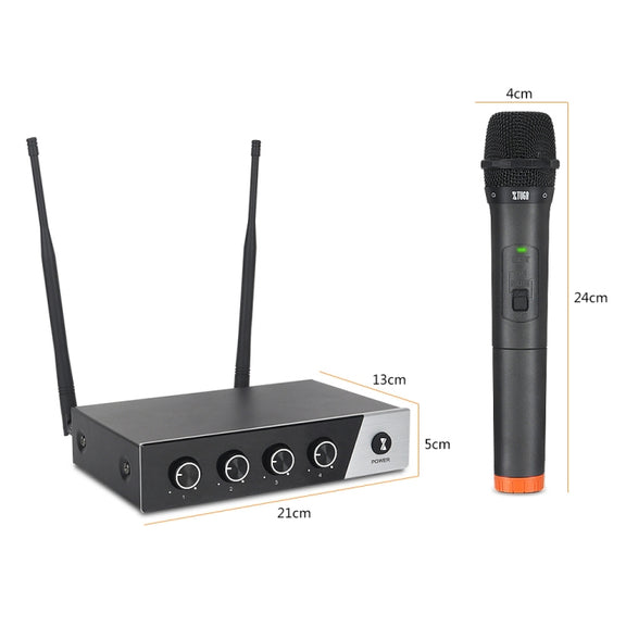 XTUGA S400 Professional 4-Channel UHF Wireless Microphone System with 4 Handheld Microphone(AU Plug)