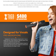 XTUGA S400 Professional 4-Channel UHF Wireless Microphone System with 4 Handheld Microphone(AU Plug)