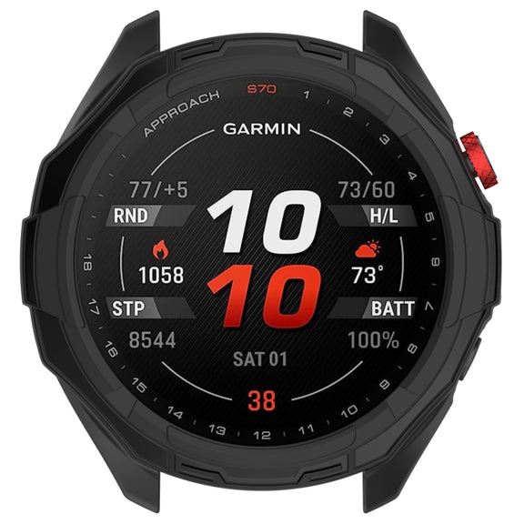 Compatible with Garmin Approach S70 47mm Armor Hollow Watch Protective Case(Black)