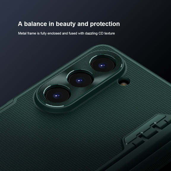 For Samsung Galaxy Z Fold5 NILLKIN Frosted Fold PC + TPU Phone Case with Holder(Green)