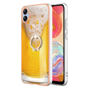 For Samsung Galaxy A04e Electroplating Dual-side IMD Phone Case with Ring Holder(Draft Beer)