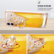 For Samsung Galaxy A04e Electroplating Dual-side IMD Phone Case with Ring Holder(Draft Beer)