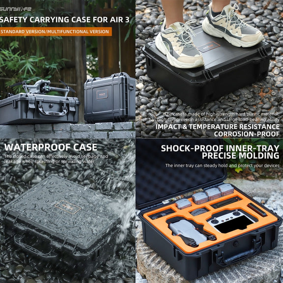 For DJI Air 3 Sunnylife Safety Carrying Case Large Capacity Water-resistant Shock-proof Hard Travel Case Standard Version