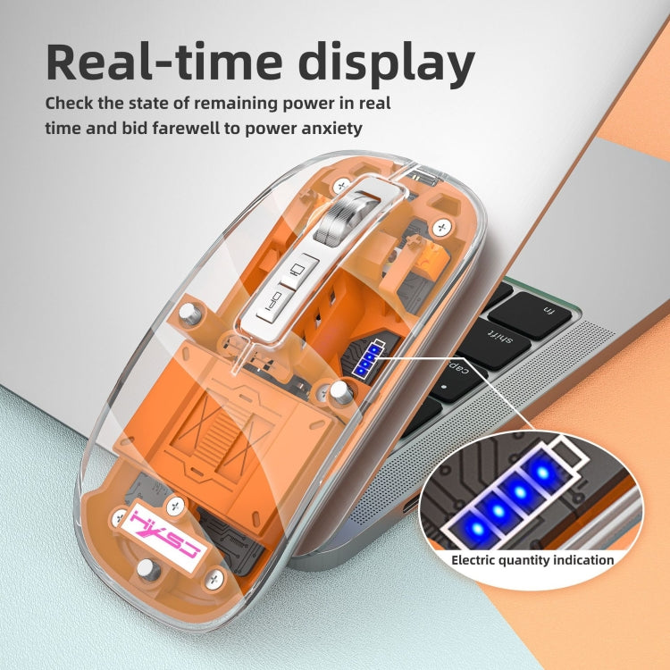HXSJ T900 Transparent Magnet Three-mode Wireless Gaming Mouse(Black)