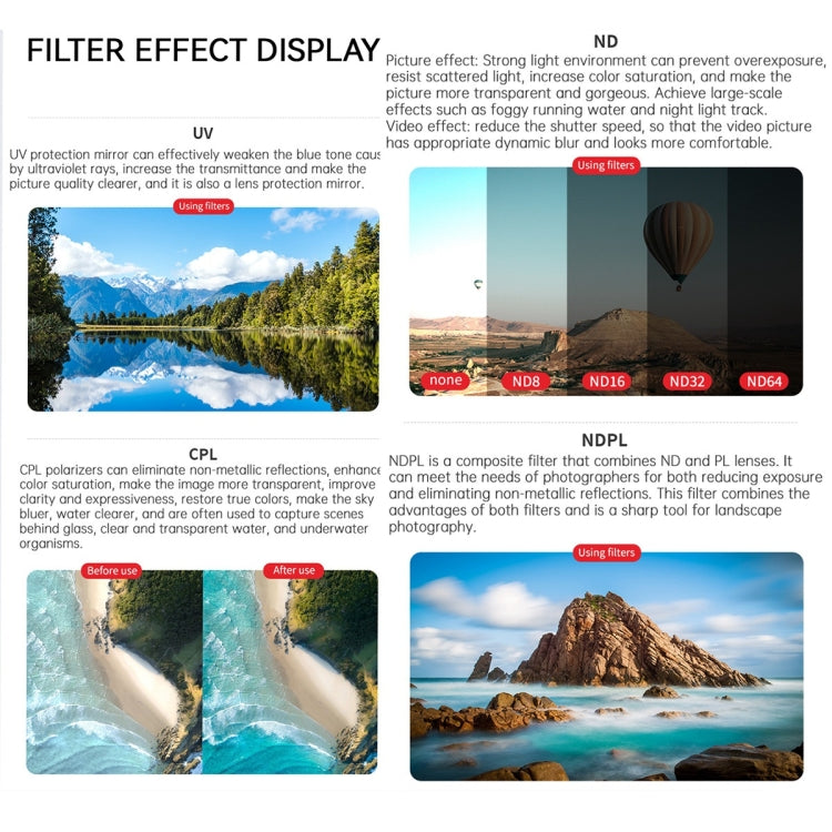 For DJI Air 3 JSR KB Series Drone Lens Filter, Filter:4 in 1 ND