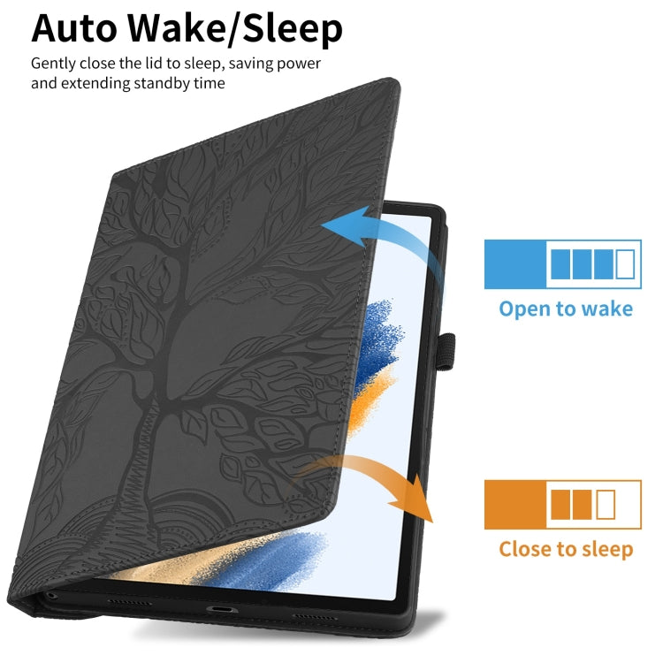 For Amazon Kindle Paperwhite 5 Tree Life Embossed Rotation Leather Smart Tablet Case(Black)