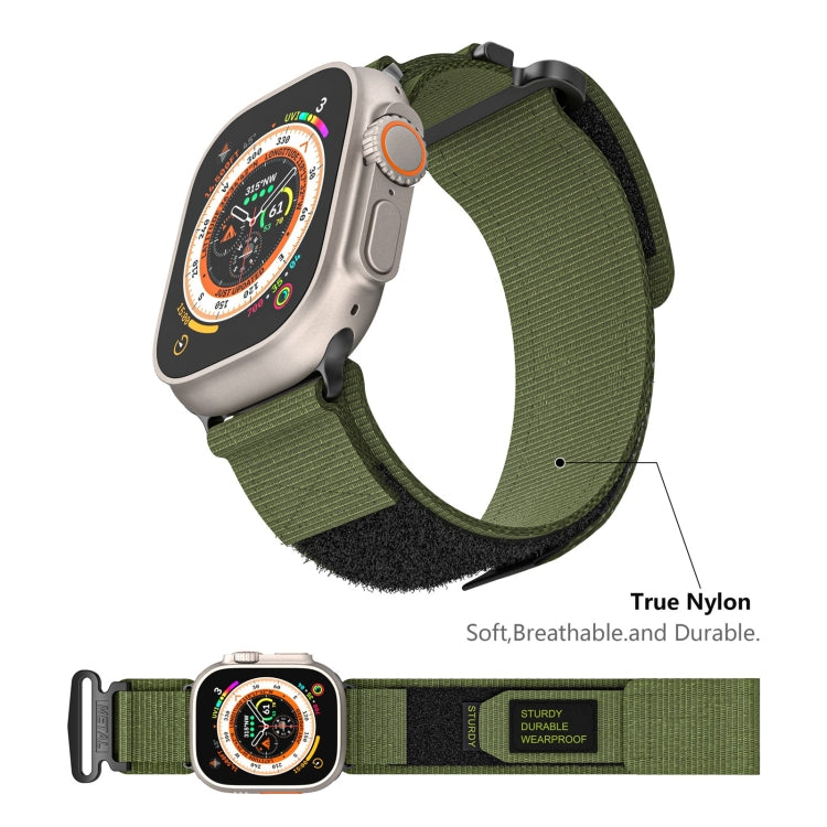 For Apple Watch Series 9 45mm AW Nylon Two-Section Watch Band(Army Green)